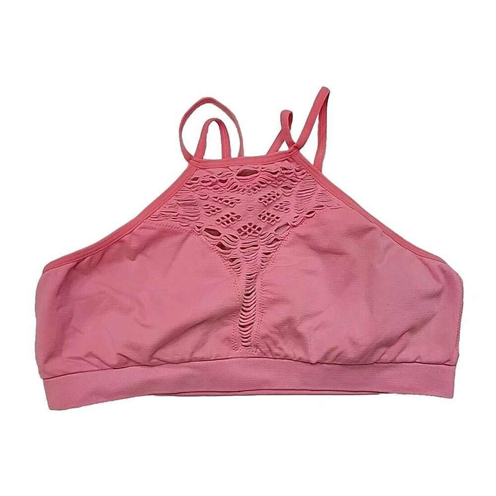 Victoria's Secret Bralette Brassiere Sz M Salmon Pink Sports Yoga Non-padded
